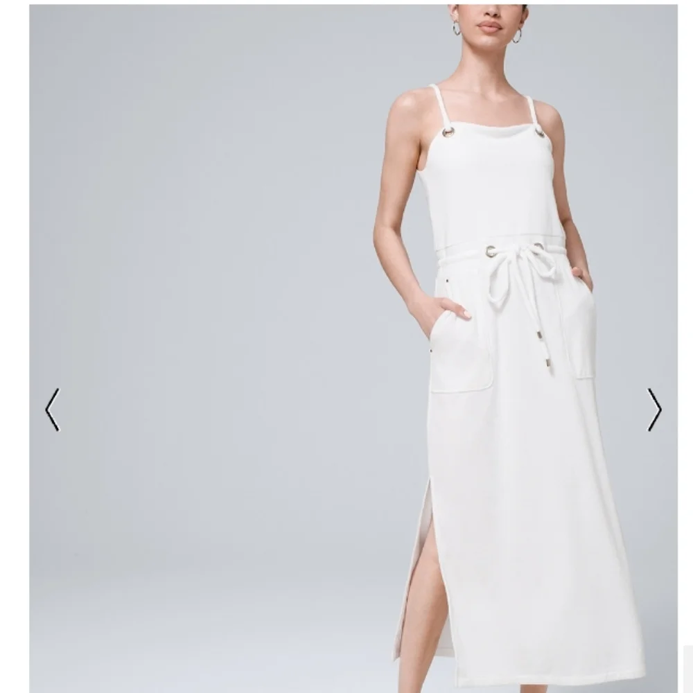 White House Black Market WKND White Terry Cloth Sleeveless Maxi Dress Me…